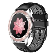 For Honor Watch Dream 22mm Cinturino in silicone traspirante bicolore (nero + grigio)