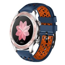 For Honor Watch Dream 22mm Cinturino in silicone traspirante bicolore (blu notte + arancione)