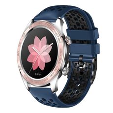 For Honor Watch Dream 22mm Cinturino in silicone traspirante bicolore (blu notte + nero)
