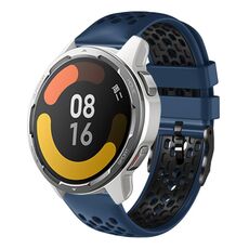 Per Xiaomi MI Watch Color 2 22mm Cinturino in silicone traspirante bicolore (blu notte + nero)