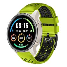 Per Xiaomi MI Watch Sport Cinturino in silicone traspirante bicolore da 22 mm (lime + nero)