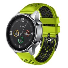 Per Xiaomi MI Watch Color 22mm Cinturino in silicone traspirante bicolore (lime + nero)