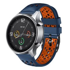 Per Xiaomi MI Watch Color 22mm Cinturino in silicone traspirante bicolore (blu notte + arancione)