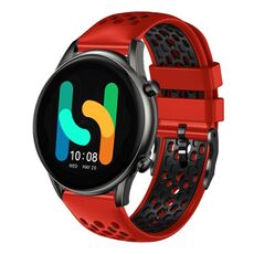 Per Xiaomi Haylou RT2 LS10 22mm Cinturino in silicone traspirante bicolore (rosso + nero)