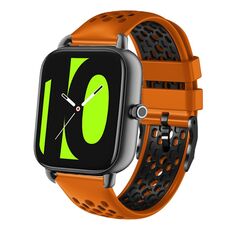Per Xiaomi Haylou RS4 LS12 22mm Cinturino in silicone traspirante bicolore (arancione + nero)