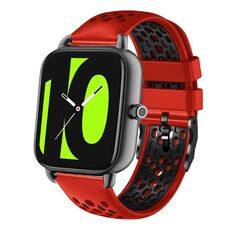 Per Xiaomi Haylou RS4 LS12 22mm cinturino in silicone traspirante bicolore (rosso + nero)