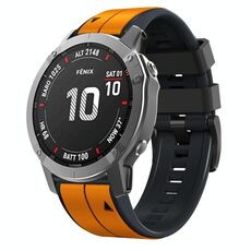 Per Garmin Fenix 6 Pro 22mm Cinturino sportivo in silicone bicolore (arancione + nero)