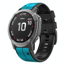 Per Garmin Fenix 6 Pro 22mm Cinturino sportivo in silicone bicolore (azzurro + nero)