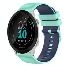 Per Garmin Forerunner 158 Cinturino in silicone bicolore a scacchi da 20 mm (verde acqua + blu)
