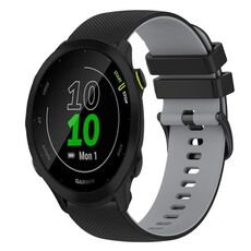Per Garmin Forerunner 55 Cinturino in silicone bicolore a scacchi da 20 mm (nero + grigio)
