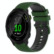 Per Garmin Forerunner 55 Cinturino in silicone bicolore a scacchi da 20 mm (verde Amy + nero)