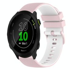 Per Garmin Forerunner 55 Cinturino in silicone bicolore a scacchi da 20 mm (rosa + bianco)