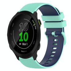 Per Garmin Forerunner 55 Cinturino in silicone bicolore a scacchi da 20 mm (verde acqua + blu)
