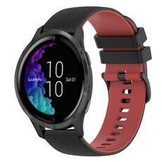 Per cinturino in silicone a due colori a scacchi da 20 mm Garmin Venu (nero + rosso)