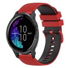Per cinturino in silicone bicolore a scacchi da 20 mm Garmin Venu (rosso + nero)