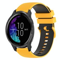 Per cinturino in silicone bicolore a scacchi da 20 mm Garmin Venu (giallo + nero)