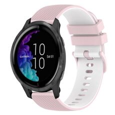 Per cinturino in silicone bicolore a scacchi da 20 mm Garmin Venu (rosa + bianco)