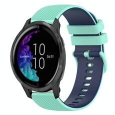 Per cinturino in silicone bicolore a scacchi Garmin Venu da 20 mm (verde acqua + blu)