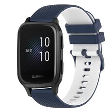 Per cinturino in silicone bicolore a scacchi da 20 mm Garmin Venu SQ (blu scuro + bianco)