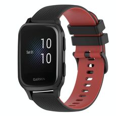 Per cinturino in silicone bicolore a scacchi da 20 mm Garmin Venu SQ (nero + rosso)