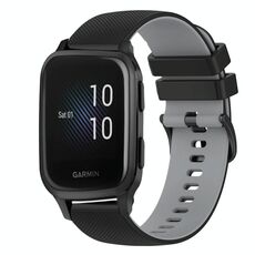 Per cinturino in silicone bicolore a scacchi da 20 mm Garmin Venu SQ (nero + grigio)