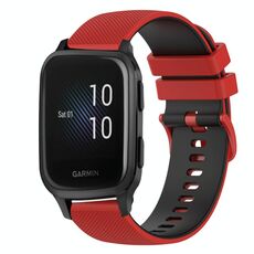 Per cinturino in silicone bicolore a scacchi da 20 mm Garmin Venu SQ (rosso + nero)