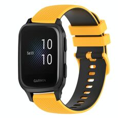 Per cinturino in silicone bicolore a scacchi da 20 mm Garmin Venu SQ (giallo + nero)