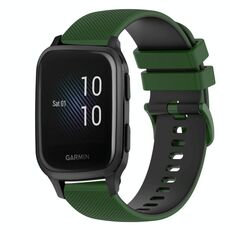 Per cinturino in silicone bicolore a scacchi da 20 mm Garmin Venu SQ (verde Amy + nero)