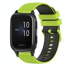 Cinturino in silicone bicolore a scacchi da 20 mm per Garmin Venu SQ (verde lime + nero)
