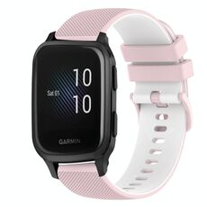 Per cinturino in silicone bicolore a scacchi da 20 mm Garmin Venu SQ (rosa + bianco)