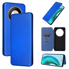 Custodia per cellulare in pelle flip con texture in fibra di carbonio per Honor Magic6 Lite (blu)
