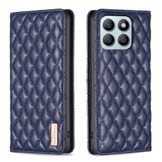 Custodia per cellulare in pelle magnetica con reticolo di diamanti per Honor X8b (blu)