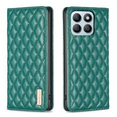 Custodia per telefono con flip in pelle magnetica per Honor X8b Diamond Lattice (verde)