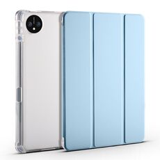Per Huawei MatePad Pro 11 2024 Custodia tablet in pelle TPU trasparente a 3 pieghe con slot per penna (blu ghiaccio)