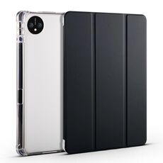 Per Huawei MatePad Pro 11 2024 Custodia tablet in pelle TPU trasparente a 3 pieghe con slot per penna (nero)