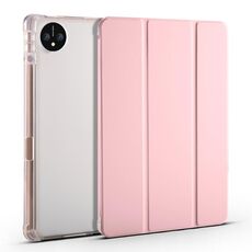 Per Huawei MatePad Pro 11 2024 Custodia tablet in pelle TPU trasparente a 3 pieghe con slot per penna (rosa)