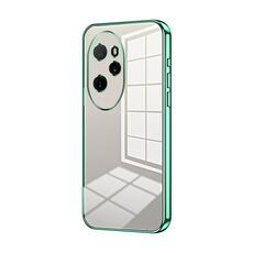 Custodia per telefono con foro fine con placcatura trasparente per Honor 100 Pro (verde)