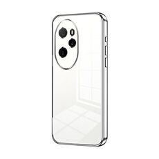 Custodia per telefono con foro fine con placcatura trasparente per Honor 100 Pro (argento)