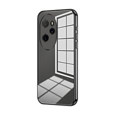 Per Honor 100 Pro Custodia per telefono con foro sottile con placcatura trasparente (nera)