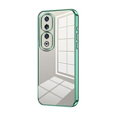 Custodia per telefono con foro fine con placcatura trasparente per Honor 90 Pro (verde)