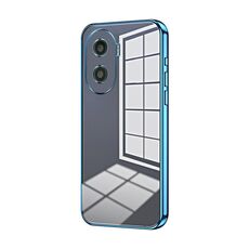 Custodia per telefono con foro fine con placcatura trasparente per Honor X40i / Play 7T Pro (blu)
