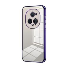 Custodia per telefono con foro fine con placcatura trasparente per Honor Magic5 (viola)