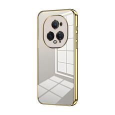 Custodia per telefono con foro fine con placcatura trasparente per Honor Magic5 (oro)
