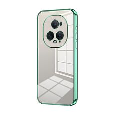 Custodia per telefono con foro fine con placcatura trasparente per Honor Magic5 (verde)