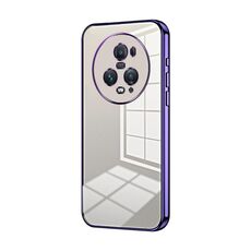 Per Honor Magic5 Pro Custodia per telefono con foro sottile con placcatura trasparente (viola)