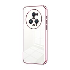 Per Honor Magic5 Pro Custodia per telefono con foro sottile con placcatura trasparente (rosa)
