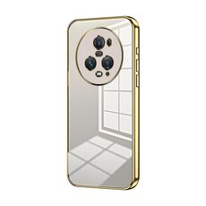 Per Honor Magic5 Pro Custodia per telefono con foro sottile con placcatura trasparente (oro)