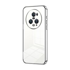 Custodia per telefono con foro fine con placcatura trasparente per Honor Magic5 Pro (argento)