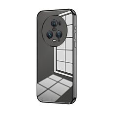 Per Honor Magic5 Pro Custodia per telefono con foro sottile con placcatura trasparente (nera)