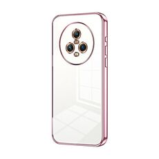 Custodia per telefono con foro fine con placcatura trasparente per Honor Magic5 (rosa)